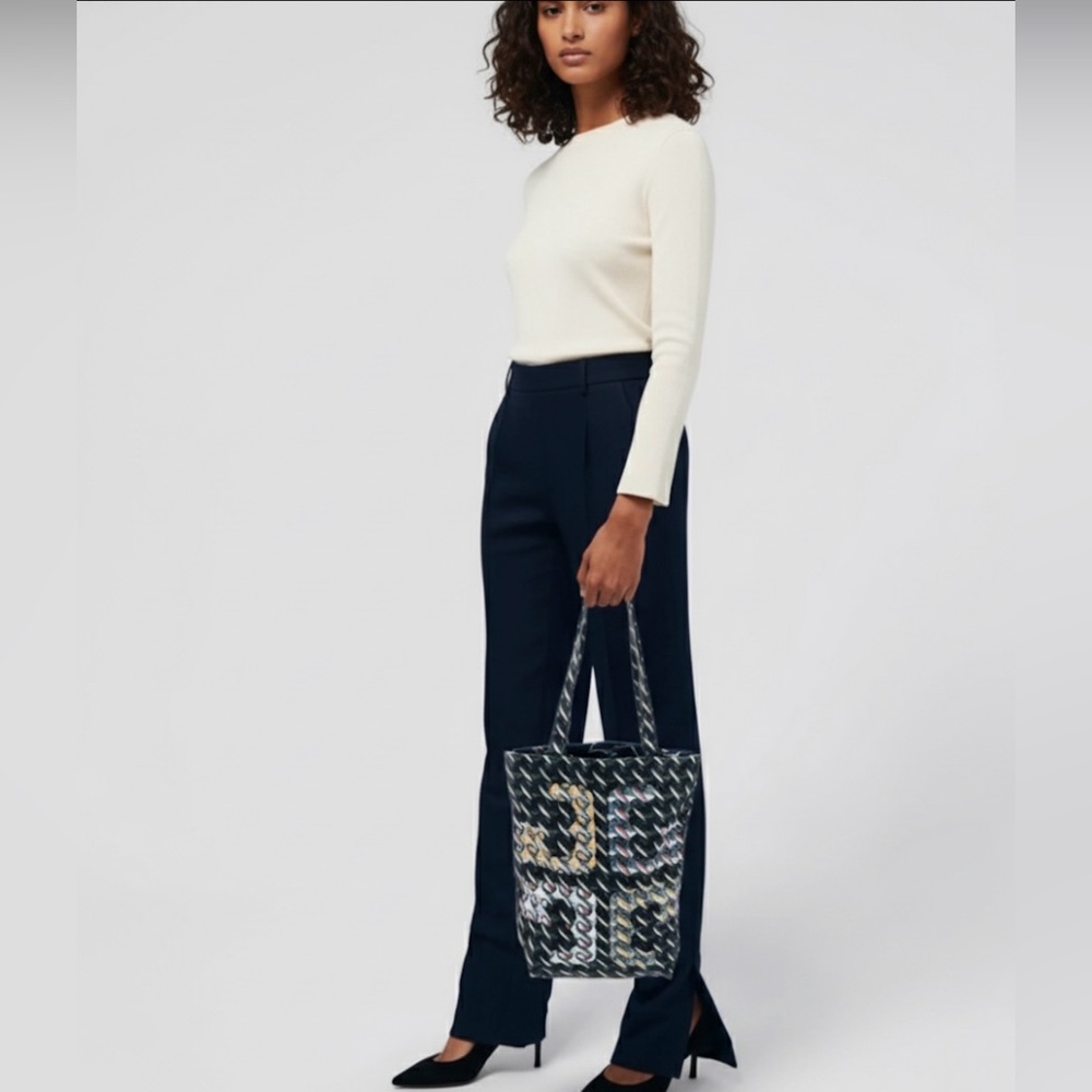 Tory Burch Curly Ribbon & Swan Reversible Cotton Canvas Tote | NIP